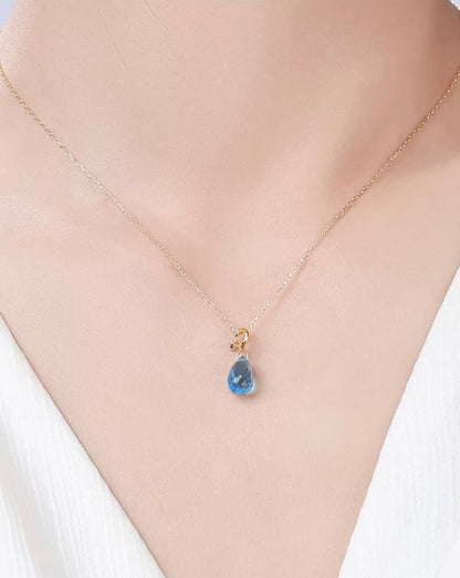 K18YG トパーズ チャーム ペアシェイプ ファセットトパーズ 18K 引き輪 ペンダント ネックレスパーツ K18 ティアドロップ ブルートパーズ