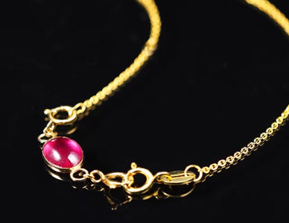 K18YG ルビー オーバル ペンダント チャーム 引き輪 ヒキワ 18K ネックレスパーツ クラスプ 両端開口 ぷっくり カボション