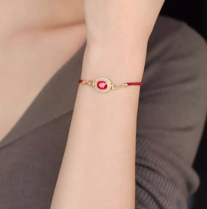 K18YG ルビー チャーム ファセットルビー オーバル ペンダント クラスプ 18K ネックレスパーツ ホワイトサファイア