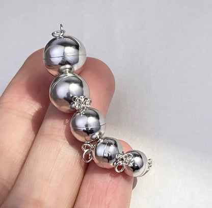 PT950 留め金具 留め具 プラチナ 球体 丸 パール用 ネックレス用 チャーム 磁石 マグネット ジュエリーパーツ ワンタッチ クラスプ DIY