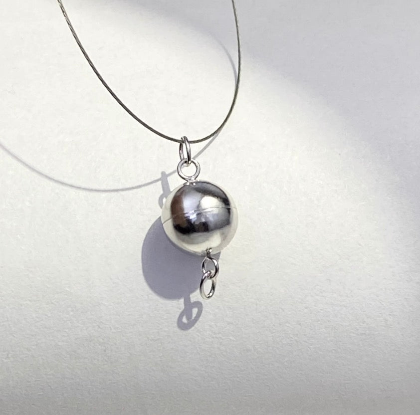 PT950 留め金具 留め具 プラチナ 球体 丸 パール用 ネックレス用 チャーム 磁石 マグネット ジュエリーパーツ ワンタッチ クラスプ DIY