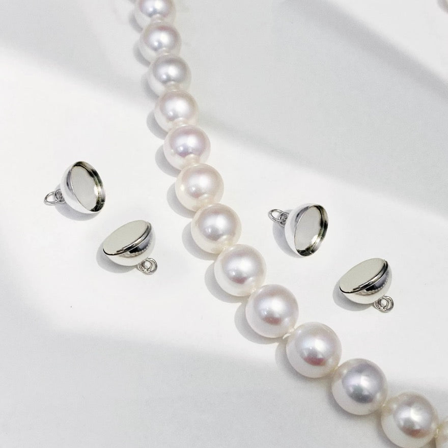 PT950 留め金具 留め具 プラチナ 球体 丸 パール用 ネックレス用 チャーム 磁石 マグネット ジュエリーパーツ ワンタッチ クラスプ DIY