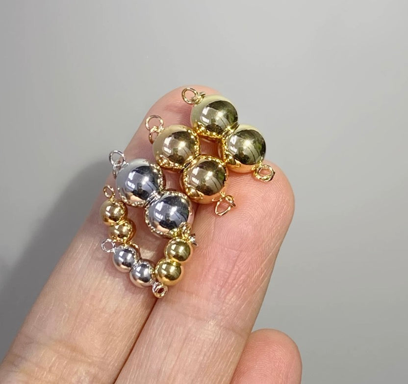 K18YG WG 留め金具 留め具 球体 丸 パール用 ネックレス用 チャーム 磁石 マグネット ジュエリーパーツ ワンタッチ クラスプ