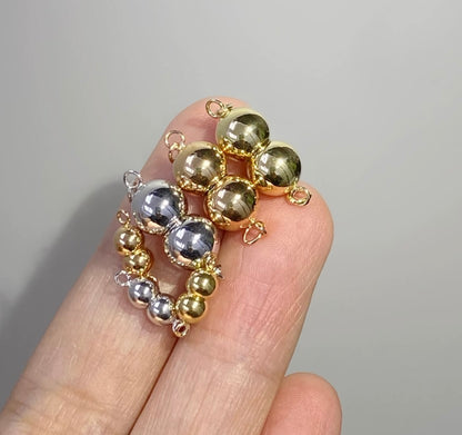 K18YG WG 留め金具 留め具 球体 丸 パール用 ネックレス用 チャーム 磁石 マグネット ジュエリーパーツ ワンタッチ クラスプ