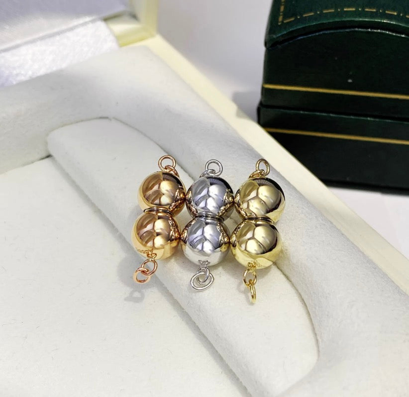 K18YG WG 留め金具 留め具 球体 丸 パール用 ネックレス用 チャーム 磁石 マグネット ジュエリーパーツ ワンタッチ クラスプ