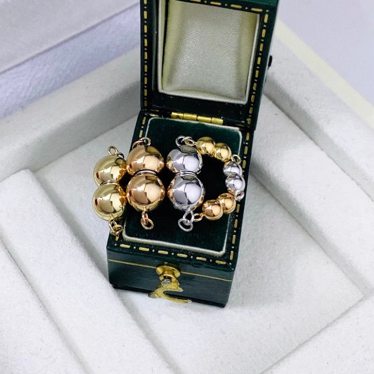 K18YG WG 留め金具 留め具 球体 丸 パール用 ネックレス用 チャーム 磁石 マグネット ジュエリーパーツ ワンタッチ クラスプ