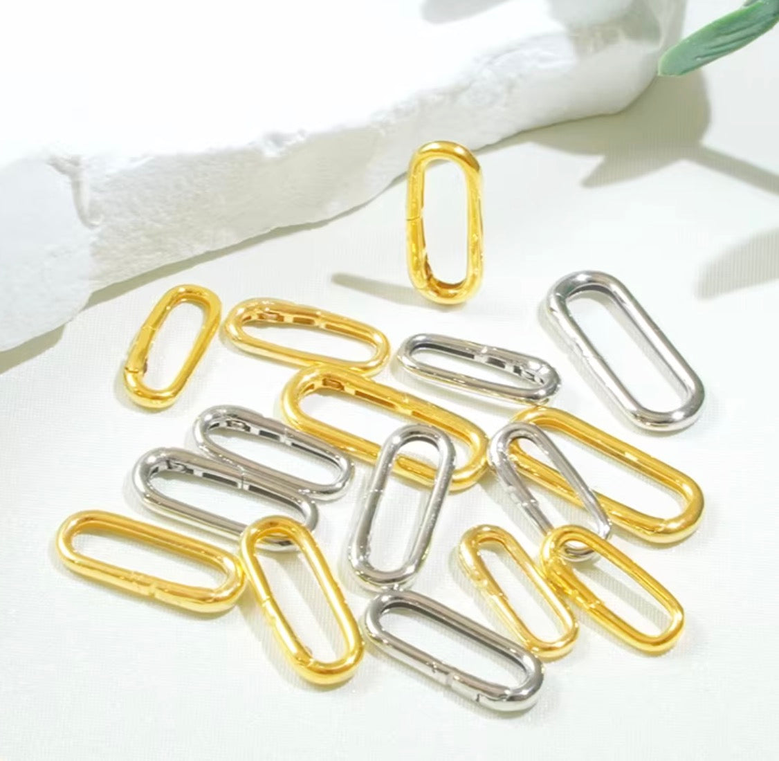 K18YG WG オーバルクラスプ スナップ開口 チャーム 18K チェーンパーツ 留め具 アジャスター イエローゴールド ホワイトゴールド コマ