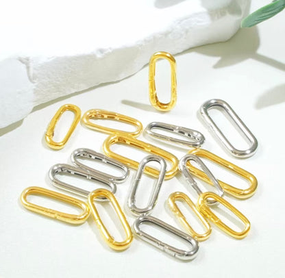 K18YG WG オーバルクラスプ スナップ開口 チャーム 18K チェーンパーツ 留め具 アジャスター イエローゴールド ホワイトゴールド コマ