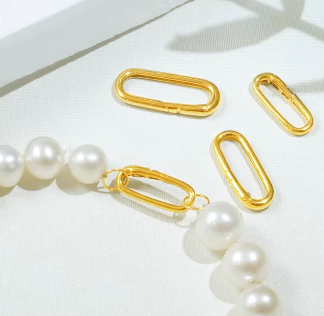 K18YG WG オーバルクラスプ スナップ開口 チャーム 18K チェーンパーツ 留め具 アジャスター イエローゴールド ホワイトゴールド コマ