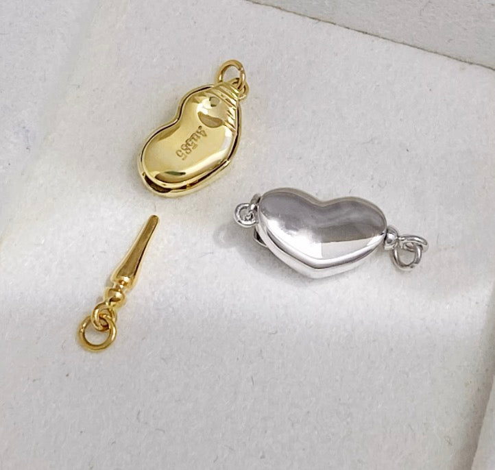 K14 K18YG WG 留め金具 留め具 ハート パール用 ネックレス用 チャーム 中留め ロック式 プッシュ式 ジュエリーパーツ クラスプ