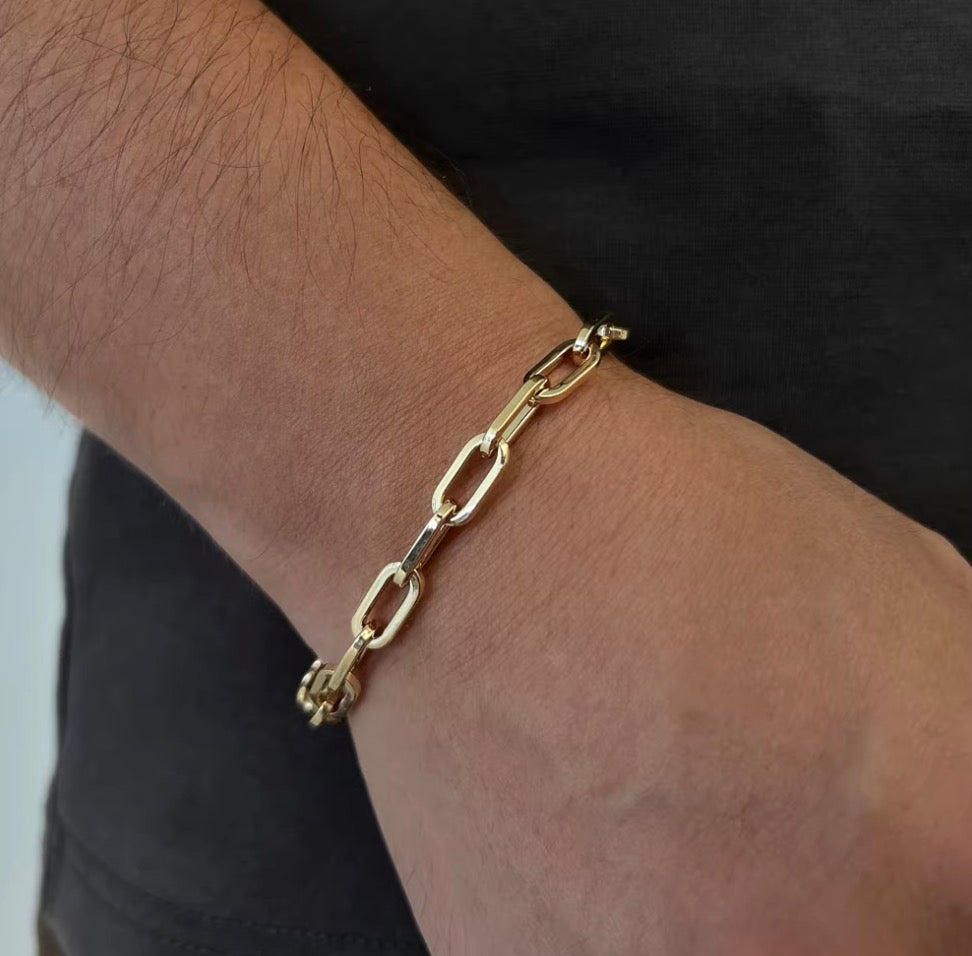 K18YG WG 18K ブレスレット あずきチェーン レオンチェーン オーバルチェーン レディース メンズ 太め 太い