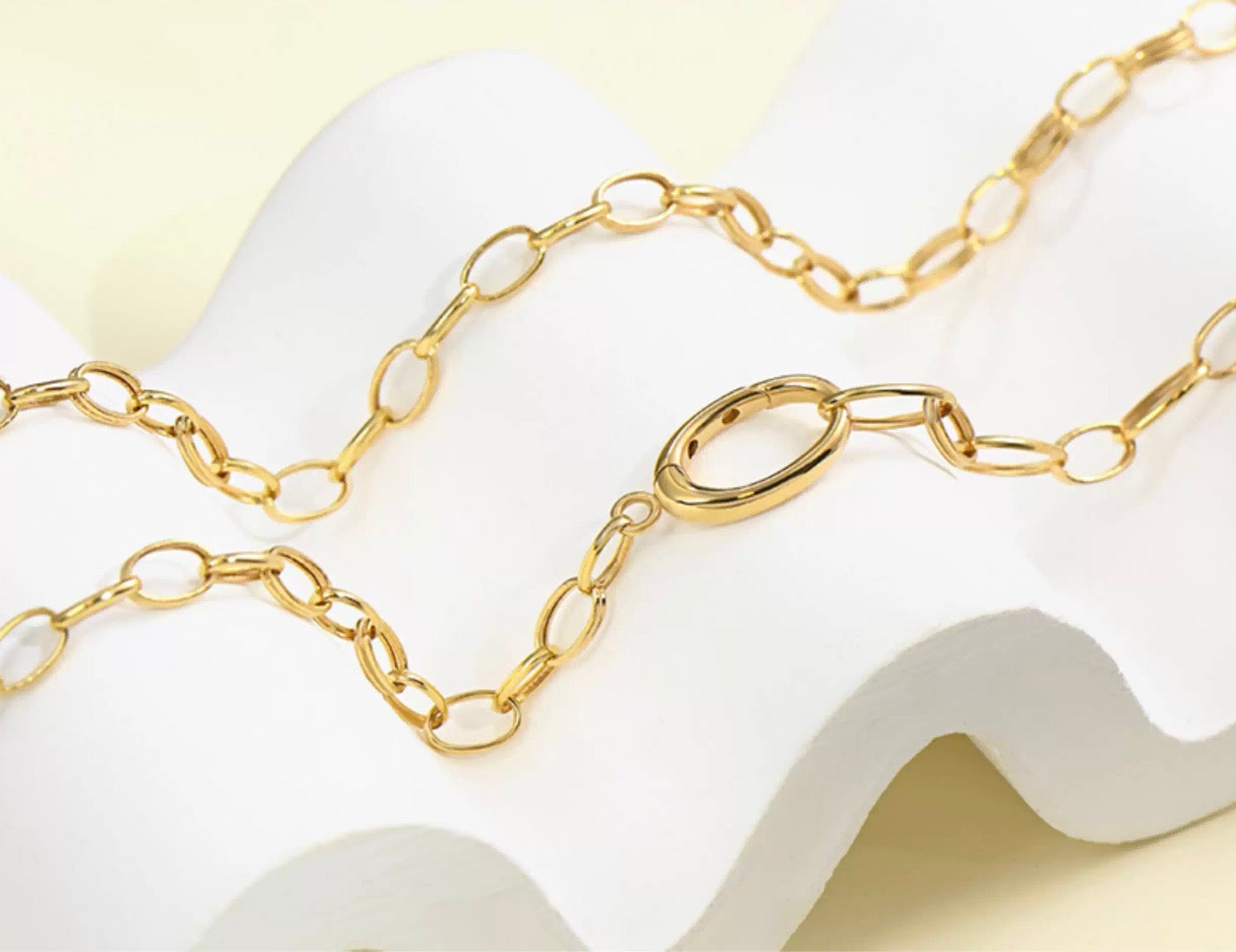 K18YG オーバルリンクチェーン ネックレス 太め メンズ レディース 18K オーバルチェーン 3.8mm 楕円チェーン イエローゴールド