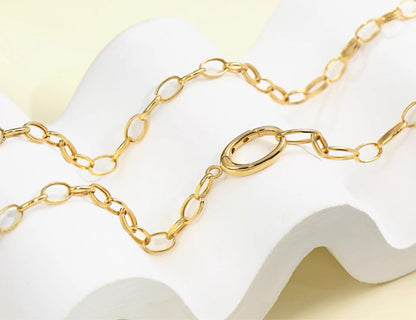 K18YG オーバルリンクチェーン ネックレス 太め メンズ レディース 18K オーバルチェーン 3.8mm 楕円チェーン イエローゴールド