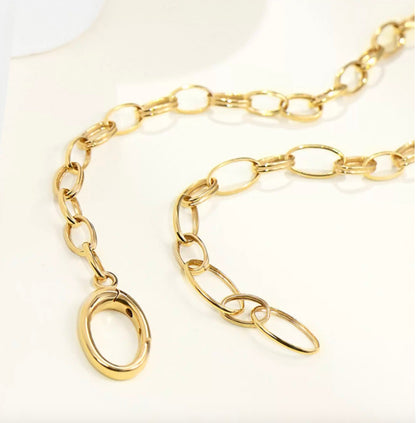 K18YG オーバルリンクチェーン ネックレス 太め メンズ レディース 18K オーバルチェーン 3.8mm 楕円チェーン イエローゴールド