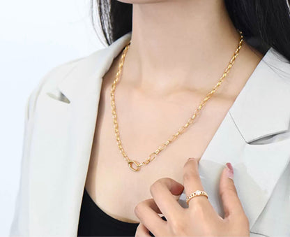 K18YG オーバルリンクチェーン ネックレス 太め メンズ レディース 18K オーバルチェーン 3.8mm 楕円チェーン イエローゴールド