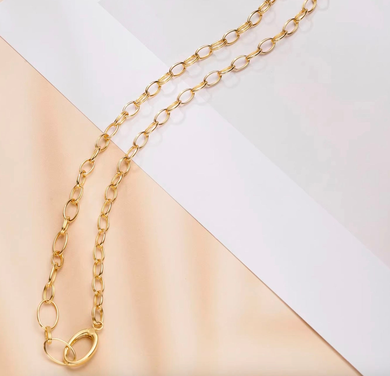 K18YG オーバルリンクチェーン ネックレス 太め メンズ レディース 18K オーバルチェーン 3.8mm 楕円チェーン イエローゴールド