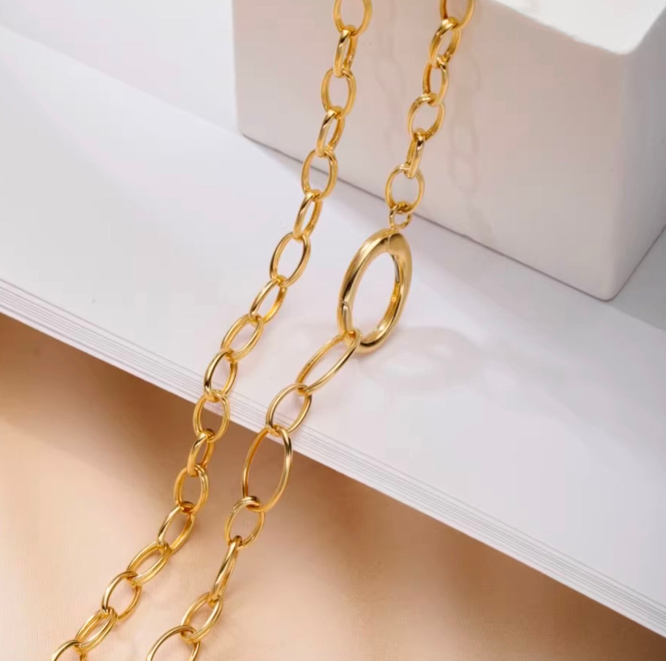 K18YG オーバルリンクチェーン ネックレス 太め メンズ レディース 18K オーバルチェーン 3.8mm 楕円チェーン イエローゴールド