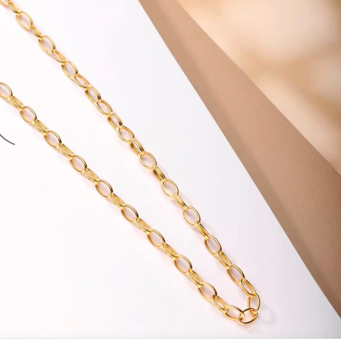 K18YG オーバルリンクチェーン ネックレス 太め メンズ レディース 18K オーバルチェーン 3.8mm 楕円チェーン イエローゴールド