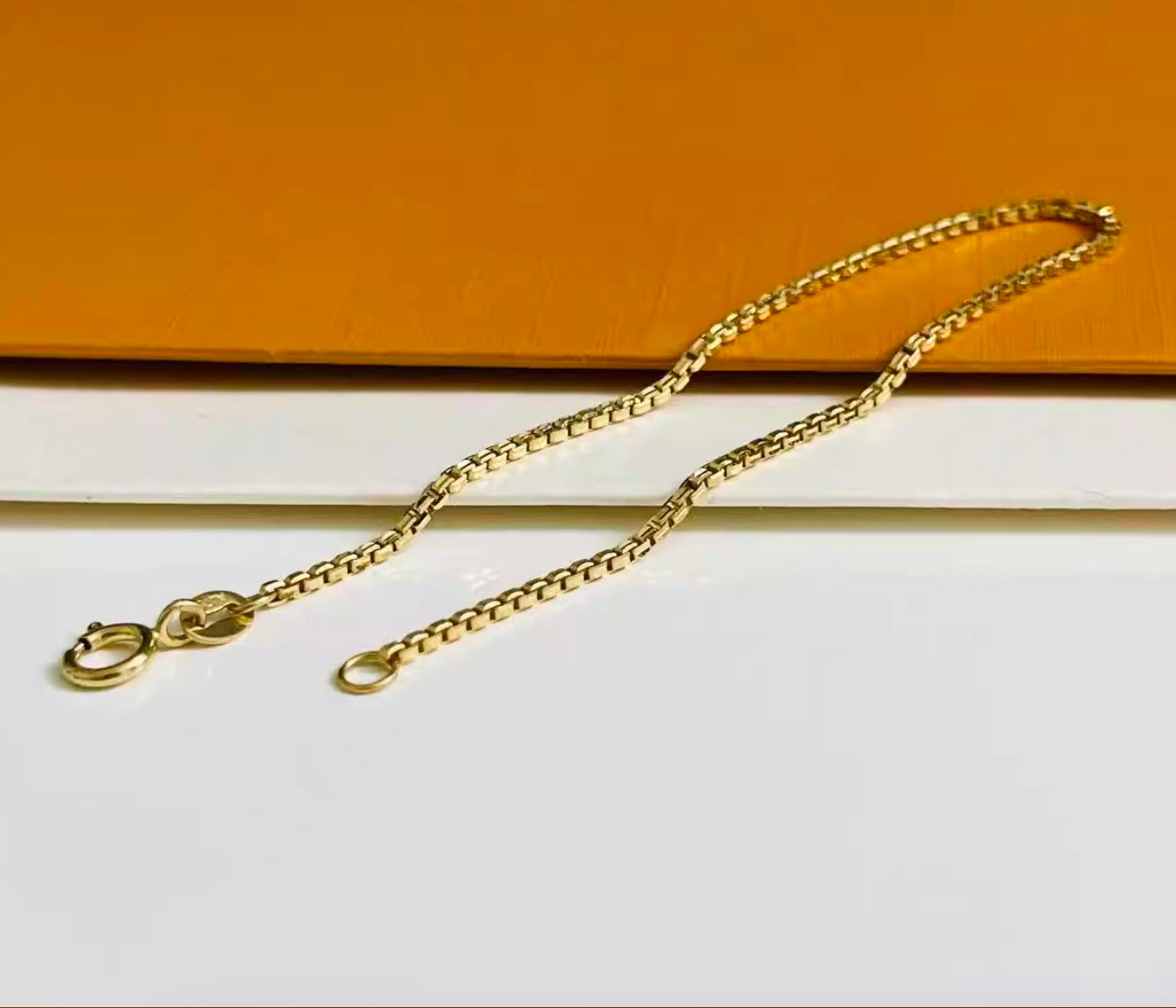 K18YG ベネチアンボックスチェーン ブレスレット イエローゴールド 18K 18金 レディース メンズ 1.4mm