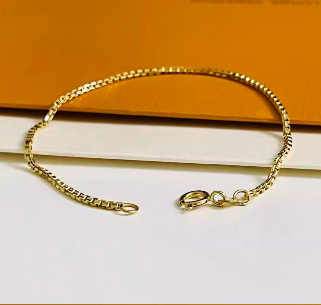 K18YG ベネチアンボックスチェーン ブレスレット イエローゴールド 18K 18金 レディース メンズ 1.4mm