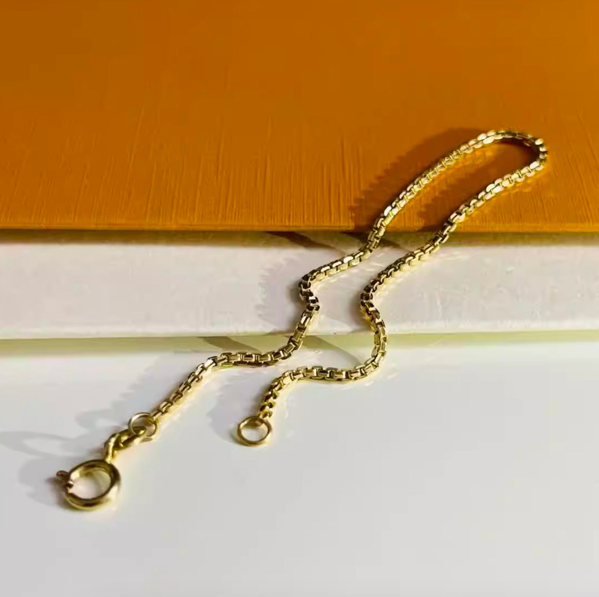 K18YG ベネチアンボックスチェーン ブレスレット イエローゴールド 18K 18金 レディース メンズ 1.4mm