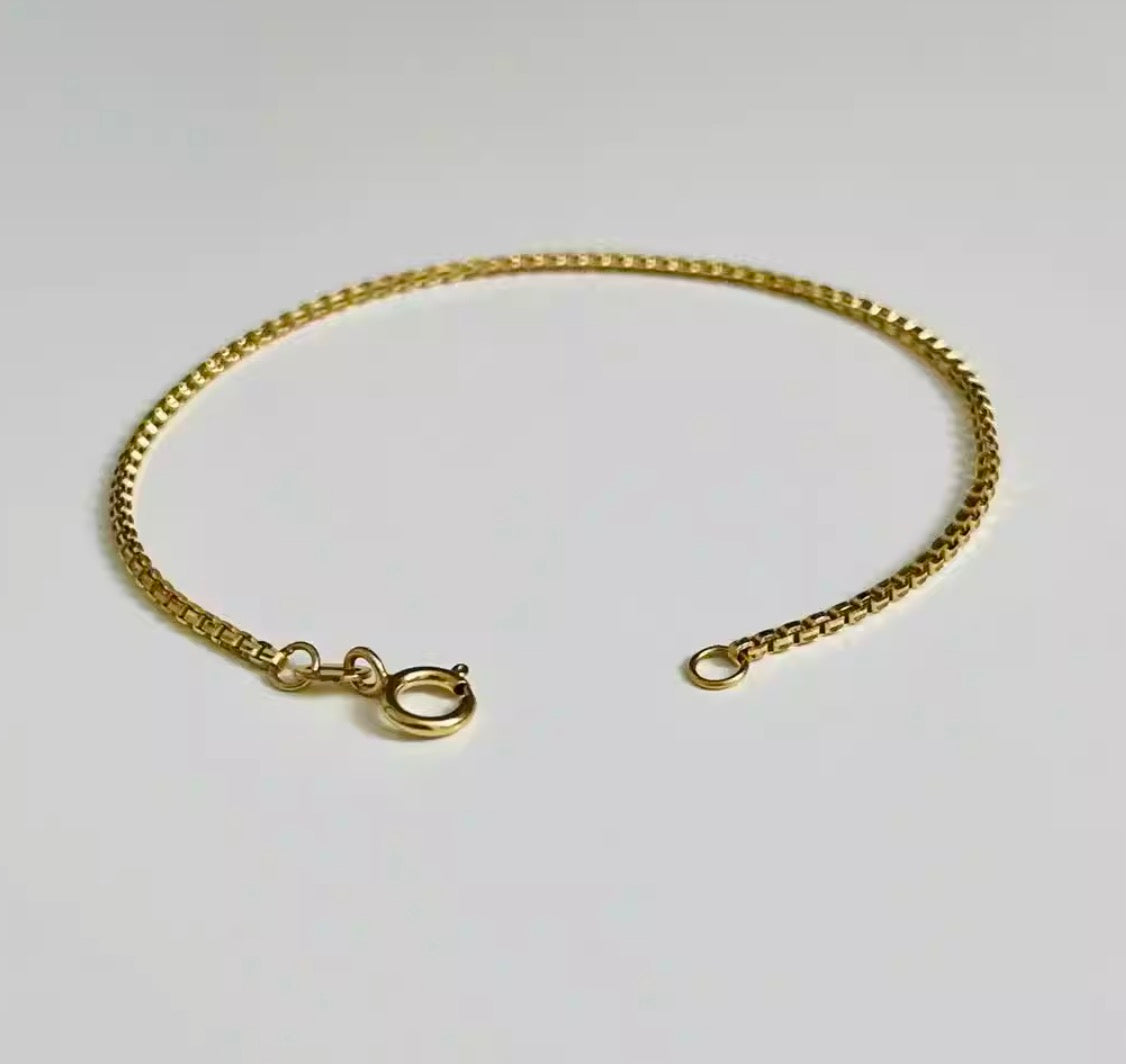 K18YG ベネチアンボックスチェーン ブレスレット イエローゴールド 18K 18金 レディース メンズ 1.4mm