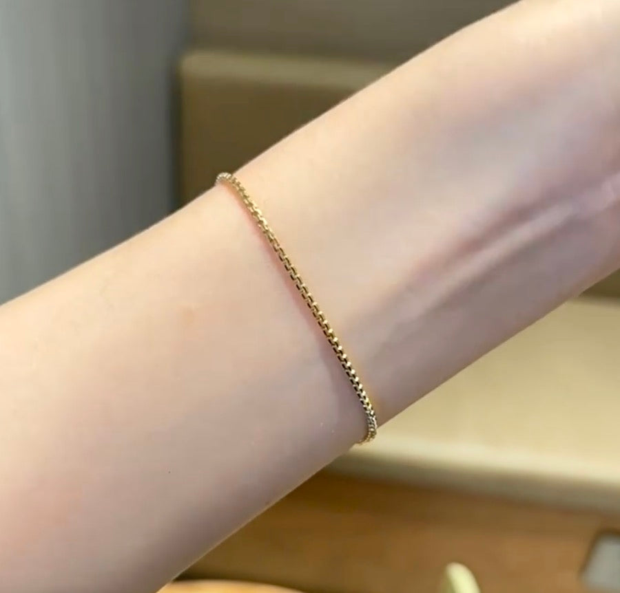 K18YG ベネチアンボックスチェーン ブレスレット イエローゴールド 18K 18金 レディース メンズ 1.4mm