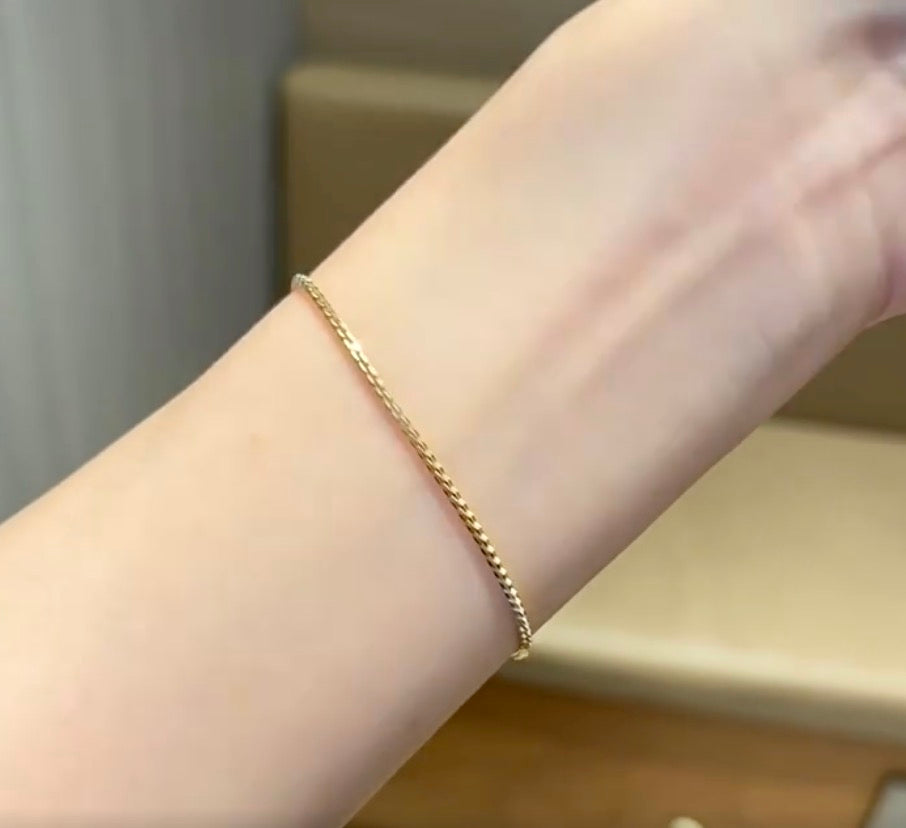 K18YG ベネチアンボックスチェーン ブレスレット イエローゴールド 18K 18金 レディース メンズ 1.4mm