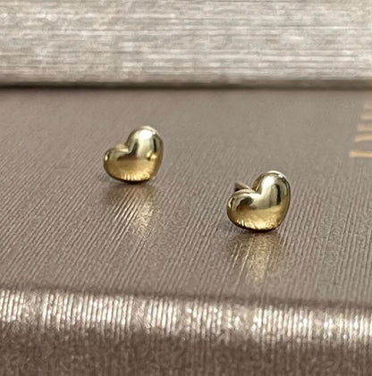 K18YG スタッドピアス ミニ ハート イタリアンジュエリー 18k イエローゴールド 小さめ ぷっくり 鏡面