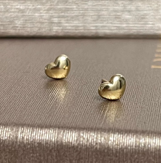 K18YG スタッドピアス ミニ ハート イタリアンジュエリー 18k イエローゴールド 小さめ ぷっくり 鏡面