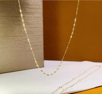 K18YG ステーションチェーン カットボールチェーン ネックレス 18K イエローゴールド ステーションネックレス キラキラ