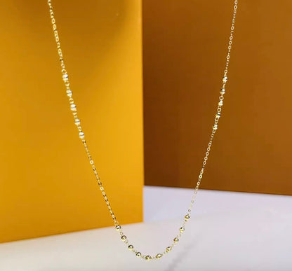 K18YG ステーションチェーン カットボールチェーン ネックレス 18K イエローゴールド ステーションネックレス キラキラ