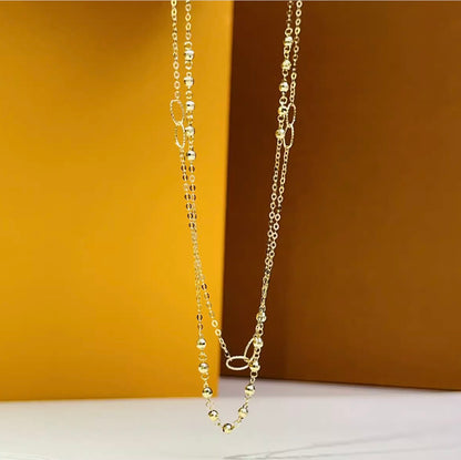 K18YG ステーションチェーン カットボールチェーン ネックレス 18K イエローゴールド ステーションネックレス キラキラ