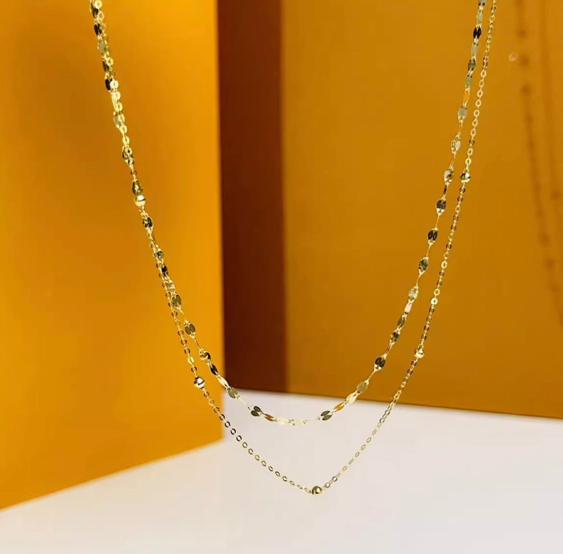 K18YG ペタルチェーン ネックレス 18K イエローゴールド グリッターチェーン キラキラ 煌めき