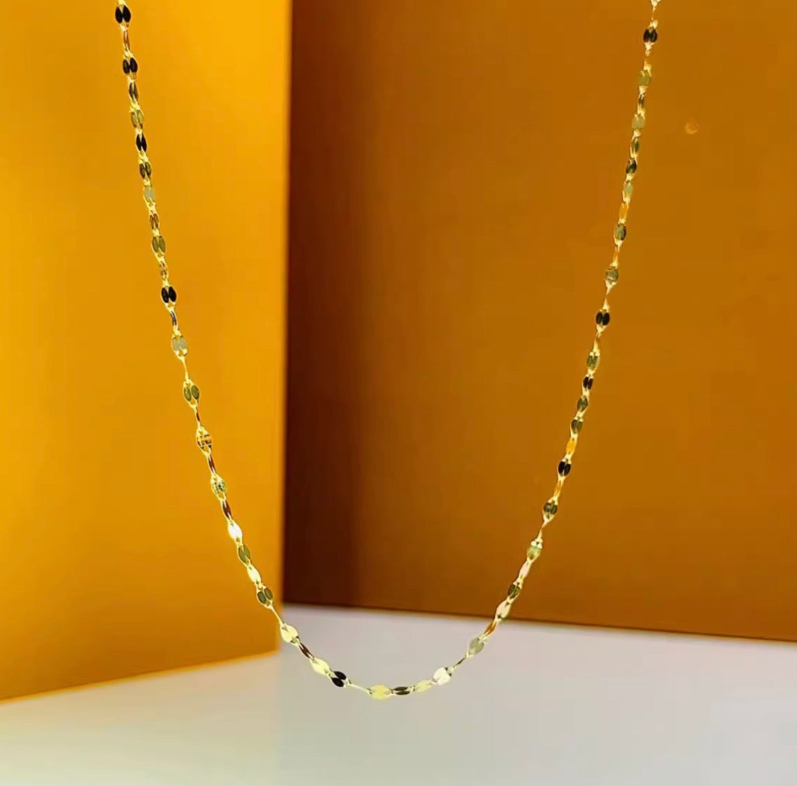 K18YG ペタルチェーン ネックレス 18K イエローゴールド グリッターチェーン キラキラ 煌めき