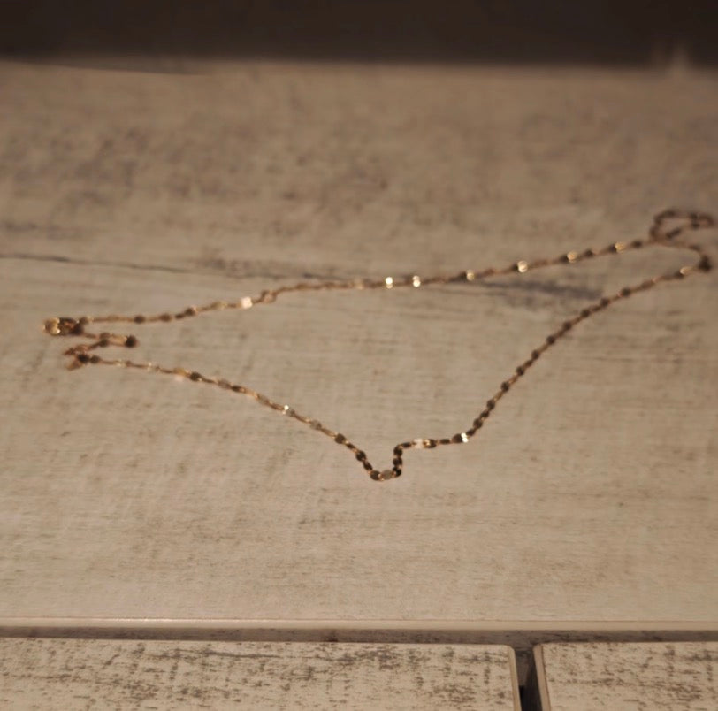 K18YG ペタルチェーン ネックレス 18K イエローゴールド グリッターチェーン キラキラ 煌めき