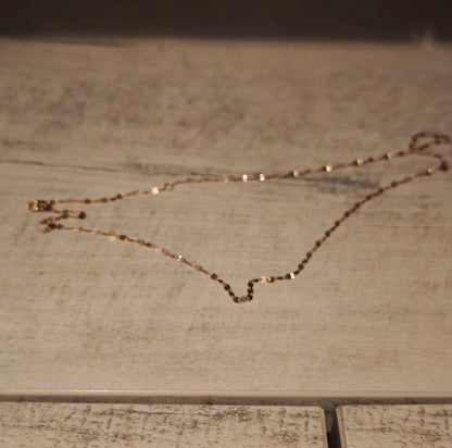 K18YG ペタルチェーン ネックレス 18K イエローゴールド グリッターチェーン キラキラ 煌めき