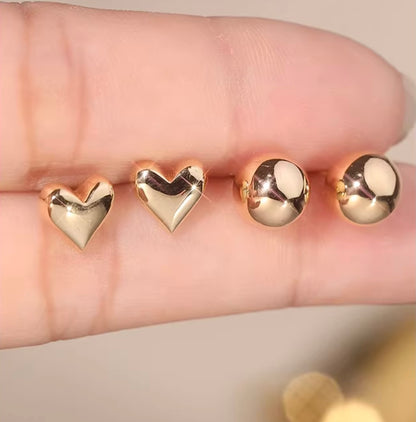 K18YG スタッドピアス ハート イエローゴールド 18K 18金 ピアス 中空ピアス 鏡面 ミニ 小さめ