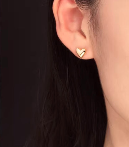 K18YG スタッドピアス ハート イエローゴールド 18K 18金 ピアス 中空ピアス 鏡面 ミニ 小さめ