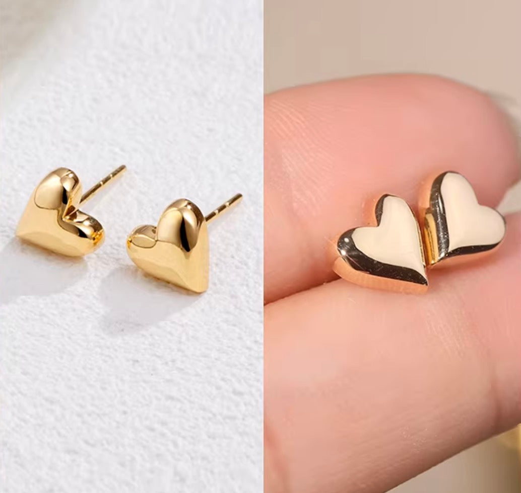 K18YG スタッドピアス ハート イエローゴールド 18K 18金 ピアス 中空ピアス 鏡面 ミニ 小さめ