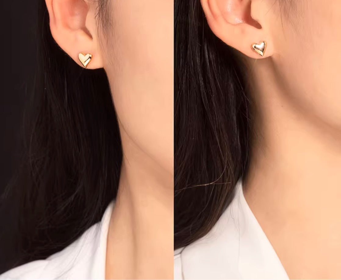 K18YG スタッドピアス ハート イエローゴールド 18K 18金 ピアス 中空ピアス 鏡面 ミニ 小さめ