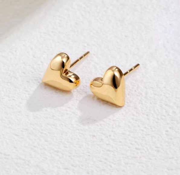 K18YG スタッドピアス ハート イエローゴールド 18K 18金 ピアス 中空ピアス 鏡面 ミニ 小さめ