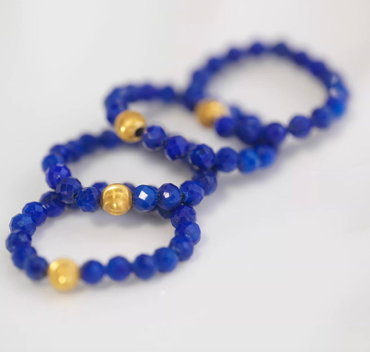 K18YG 天然ラピスラズリ キャッツアイ 18K ゴールドビーズ カットビーズ 瑠璃石 イエローゴールド リング 指輪