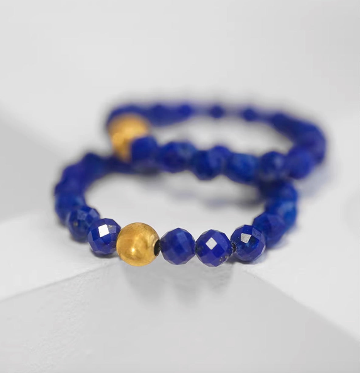 K18YG 天然ラピスラズリ キャッツアイ 18K ゴールドビーズ カットビーズ 瑠璃石 イエローゴールド リング 指輪