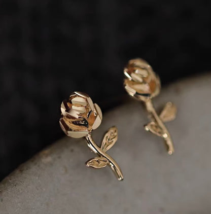 K14YG シングルピアス 薔薇 ローズ スタッドピアス イエローゴールド 14K 14金 イエローゴールド 小さめ ワンポイント 花 片耳用