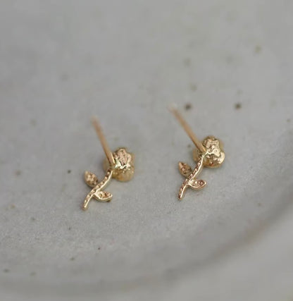 K14YG シングルピアス 薔薇 ローズ スタッドピアス イエローゴールド 14K 14金 イエローゴールド 小さめ ワンポイント 花 片耳用