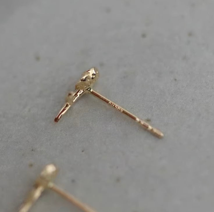 K14YG シングルピアス 薔薇 ローズ スタッドピアス イエローゴールド 14K 14金 イエローゴールド 小さめ ワンポイント 花 片耳用