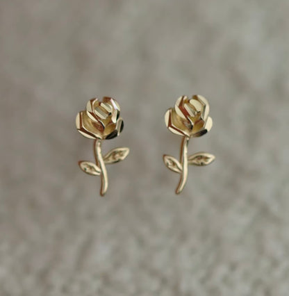 K14YG シングルピアス 薔薇 ローズ スタッドピアス イエローゴールド 14K 14金 イエローゴールド 小さめ ワンポイント 花 片耳用