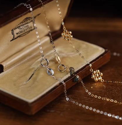 K18YG WG デイジーフラワー ステーションブレスレット カットボール 18K 花 フローラル キラキラ