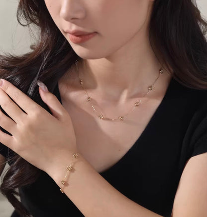 K18YG WG デイジーフラワー ステーションネックレス カットボール 18K 花 フローラル キラキラ